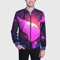 Бомбер мужской Розовая текстура разлом плит, цвет: 3D-синий — фото 2
