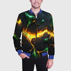 Бомбер мужской Разлом текстуры с зеленой слизью, цвет: 3D-синий — фото 2