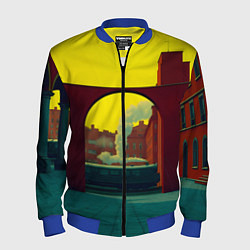 Бомбер мужской Арт с поездом, цвет: 3D-синий
