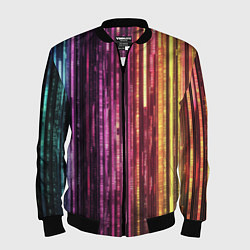 Бомбер мужской Неоновый и переливающийся киберпанк узор, цвет: 3D-черный