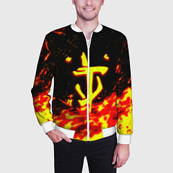 Бомбер мужской Doom огненное лого, цвет: 3D-белый — фото 2