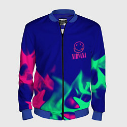 Бомбер мужской Nirvana fire neon, цвет: 3D-синий