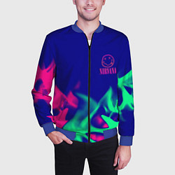 Бомбер мужской Nirvana fire neon, цвет: 3D-синий — фото 2