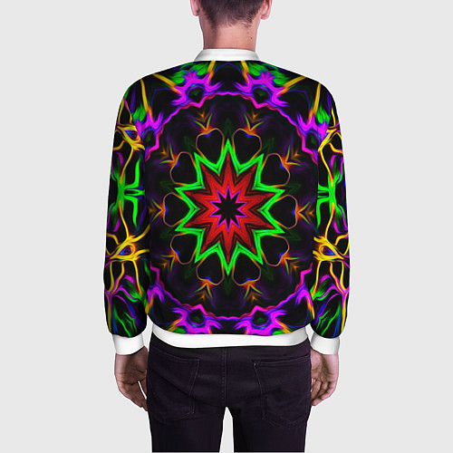 Мужской бомбер Неоновая геометрия узоры / 3D-Белый – фото 4