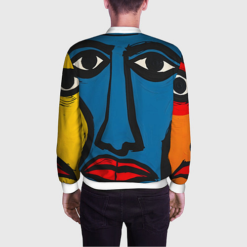 Мужской бомбер Арт с лицами / 3D-Белый – фото 4