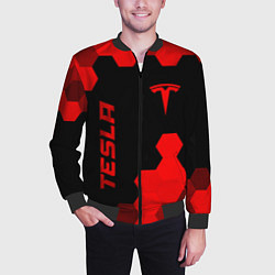 Бомбер мужской Tesla - red gradient вертикально, цвет: 3D-черный — фото 2