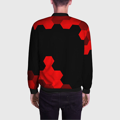 Мужской бомбер Tesla - red gradient вертикально / 3D-Черный – фото 4
