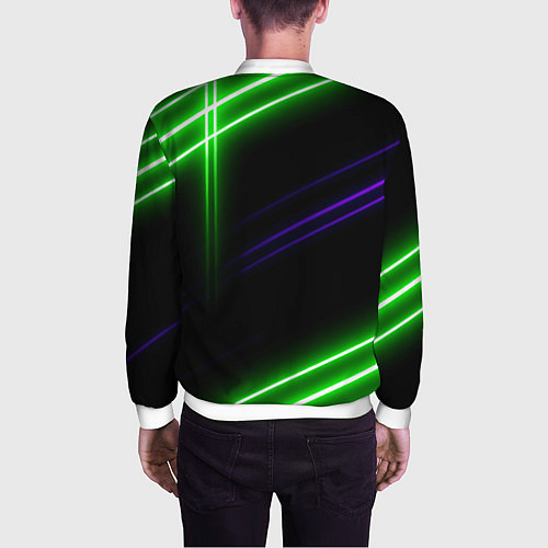Мужской бомбер Green pink purple line / 3D-Белый – фото 4