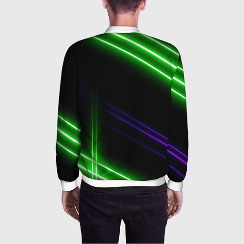 Мужской бомбер Green pink purple line / 3D-Белый – фото 4