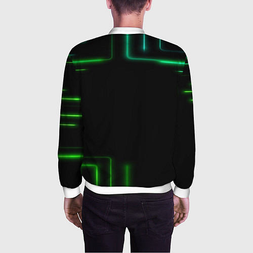 Мужской бомбер Black green color / 3D-Белый – фото 4