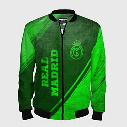 Бомбер мужской Real Madrid - green gradient вертикально, цвет: 3D-черный