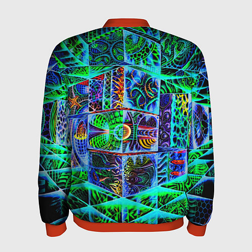 Мужской бомбер Психоделика узор кислотный / 3D-Красный – фото 2