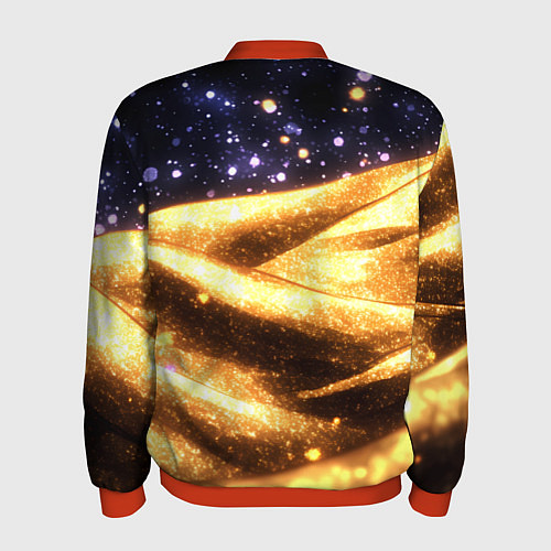 Мужской бомбер Золотая текстура и синее небо / 3D-Красный – фото 2