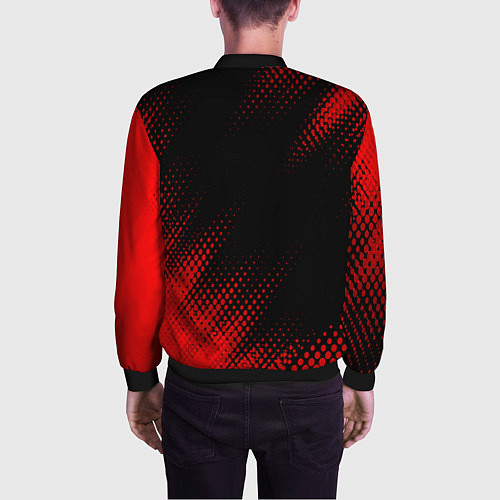Мужской бомбер Peugeot - red gradient вертикально / 3D-Черный – фото 4