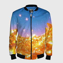 Бомбер мужской Золотые шарики на голубом фоне, цвет: 3D-черный