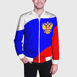 Бомбер мужской Россия волна и герб, цвет: 3D-белый — фото 2