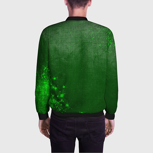 Мужской бомбер Suzuki - green gradient вертикально / 3D-Черный – фото 4