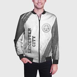 Бомбер мужской Leicester City - white gradient вертикально, цвет: 3D-черный — фото 2