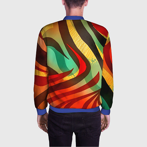 Мужской бомбер Жаркая полосатая абстракция / 3D-Синий – фото 4