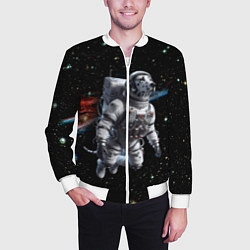 Бомбер мужской The dalmatian brave cosmonaut - ai art, цвет: 3D-белый — фото 2