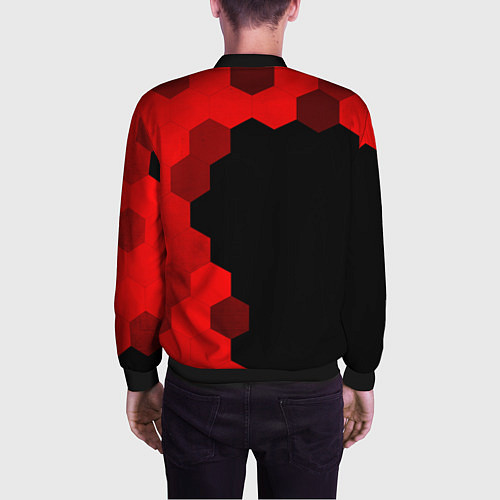 Мужской бомбер Jaguar - red gradient по-вертикали / 3D-Черный – фото 4