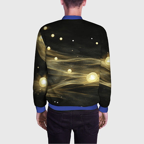 Мужской бомбер Золотистый свет на черной текстуре / 3D-Синий – фото 4