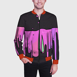 Бомбер мужской Фиолетовая текстура на черном фоне, цвет: 3D-красный — фото 2
