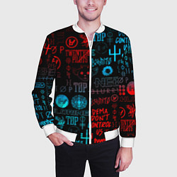 Бомбер мужской Twenty one pilots rock pattern, цвет: 3D-белый — фото 2