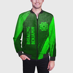 Бомбер мужской Breaking Benjamin - green gradient вертикально, цвет: 3D-черный — фото 2