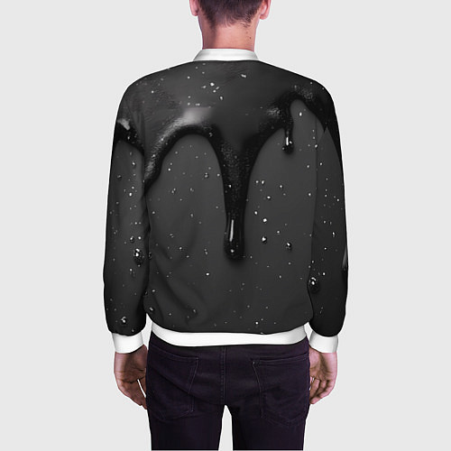 Мужской бомбер Черная текстура - хром / 3D-Белый – фото 4