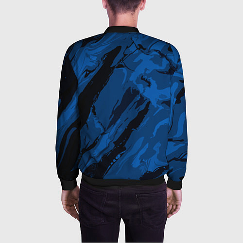 Мужской бомбер Тёмный синий абстракция / 3D-Черный – фото 4