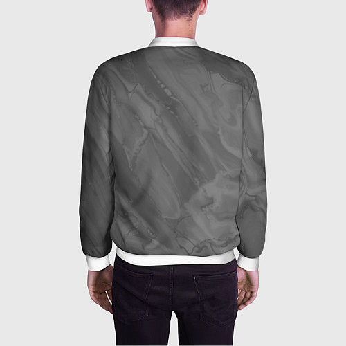 Мужской бомбер Серая текстура каменная мрамор / 3D-Белый – фото 4