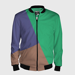 Мужской бомбер Триада зелёный фиолетовый и коричневый геометричны
