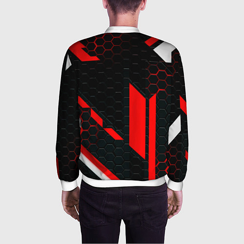 Мужской бомбер Monster energy sport geometry / 3D-Белый – фото 4