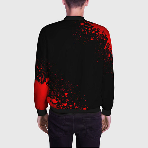 Мужской бомбер Demon Slayer - red gradient вертикально / 3D-Черный – фото 4