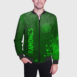 Бомбер мужской Ramones - green gradient вертикально, цвет: 3D-черный — фото 2