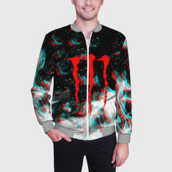 Бомбер мужской Monster energy огонь глитч, цвет: 3D-меланж — фото 2