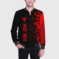 Бомбер мужской Bon Jovi - red gradient по-вертикали, цвет: 3D-черный — фото 2