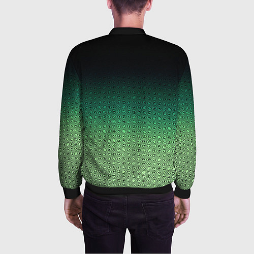 Мужской бомбер Чёрно-зелёный градиент с узором / 3D-Черный – фото 4