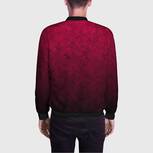 Мужской бомбер Текстурный тёмно-розовый градиент / 3D-Черный – фото 4