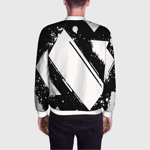 Мужской бомбер Color black white / 3D-Белый – фото 4