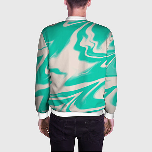 Мужской бомбер Color white turquoise / 3D-Белый – фото 4