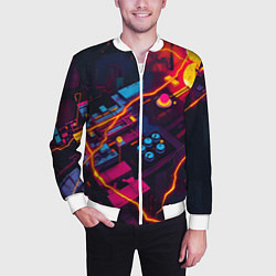 Бомбер мужской Техническая абстракция, цвет: 3D-белый — фото 2