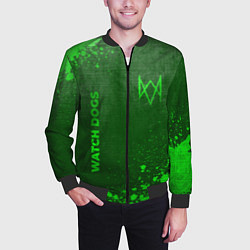 Бомбер мужской Watch Dogs - green gradient вертикально, цвет: 3D-черный — фото 2
