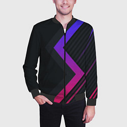 Бомбер мужской Color black line, цвет: 3D-черный — фото 2