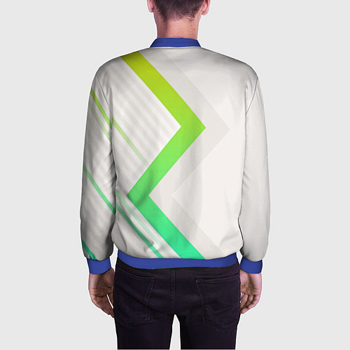 Мужской бомбер Color white line green / 3D-Синий – фото 4