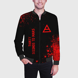 Бомбер мужской Thirty Seconds to Mars - red gradient вертикально, цвет: 3D-черный — фото 2