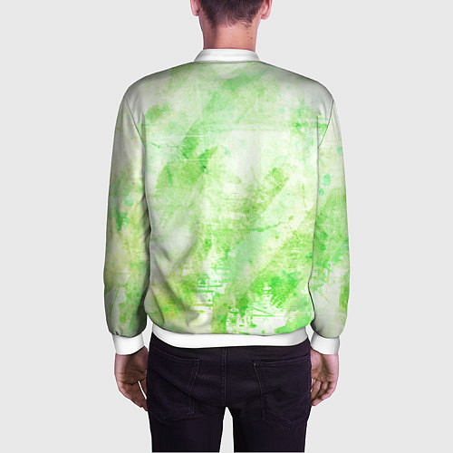 Мужской бомбер Абстракция - light green atom / 3D-Белый – фото 4