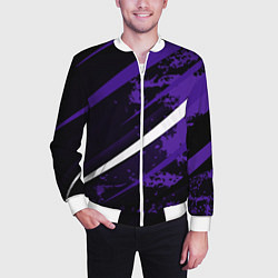 Бомбер мужской Color black purple line, цвет: 3D-белый — фото 2