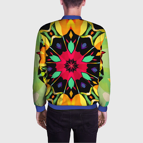 Мужской бомбер Салатовый калейдоскоп / 3D-Синий – фото 4